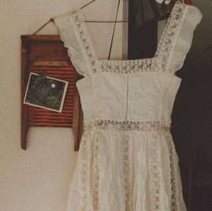 Free People White Cotton and Lace Dress